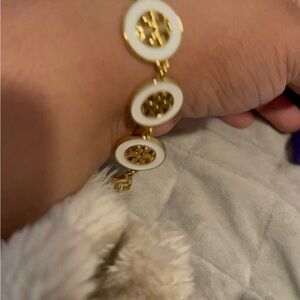 Tory Burch Gold and White Bracelet